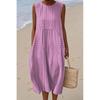 Summer new sleeveless pocket casual printing temperament long dress dress slim dress