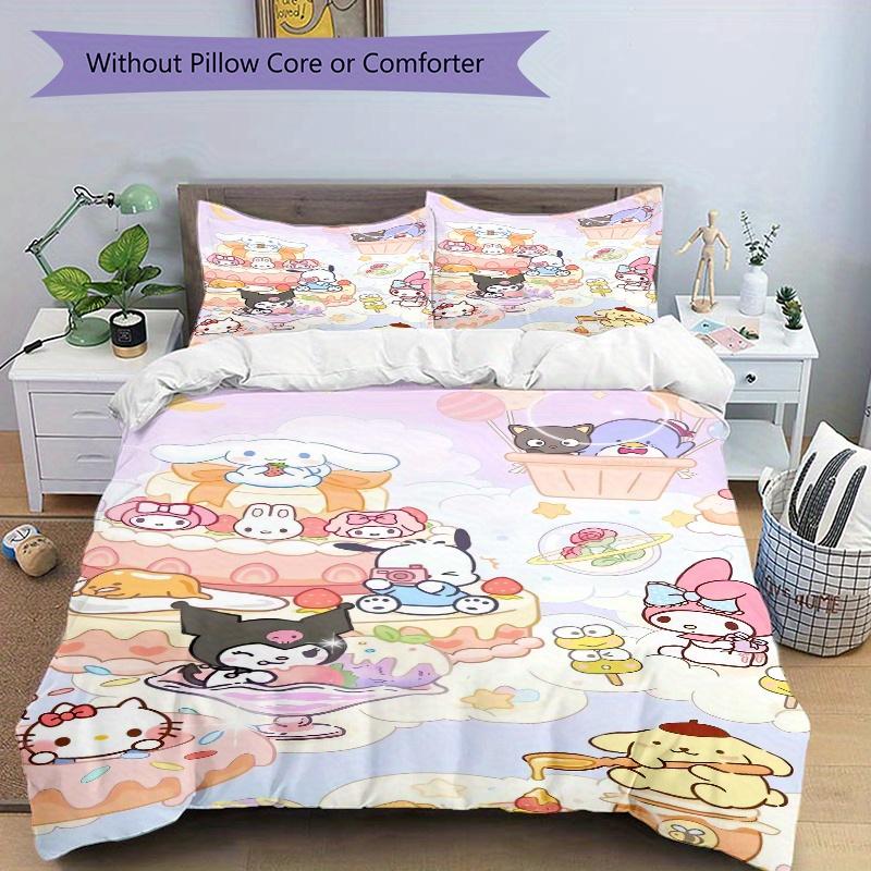 3pcs Ice Cream Shop POCHACCO Quilt Set - Soft and Comfortable Bedroom, Guest Room and Dorm Decor Bedding Set 1 Quilt Cover + 2 Pillowcases.W052