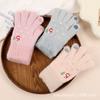 Korean Touchscreen Christmas Aesthetic Cute Snowman Embroidered Plush Gloves Women Winter Fleece Warm Gloves