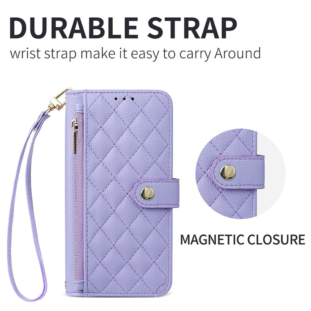 Crossbody Strap Leather Phone Case for Samsung Galaxy S25 FE S23 Ultra S24 Plus Flip Zipper Wallet Card Protect Cover Coque