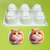 Forma de Silicone 3D Gato Pudim Mousse DIY Animal Chocolate Antiaderente Flexível para Assar Sobremesa Criativa em Casa