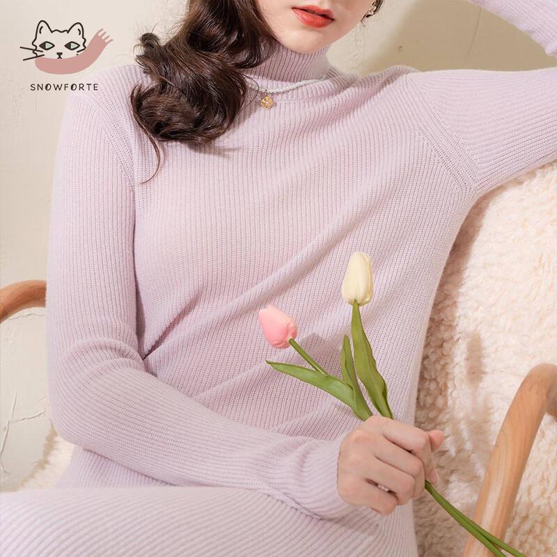 SinoFude Women's 100% Cashmere Cowl Neck Sweater Dress