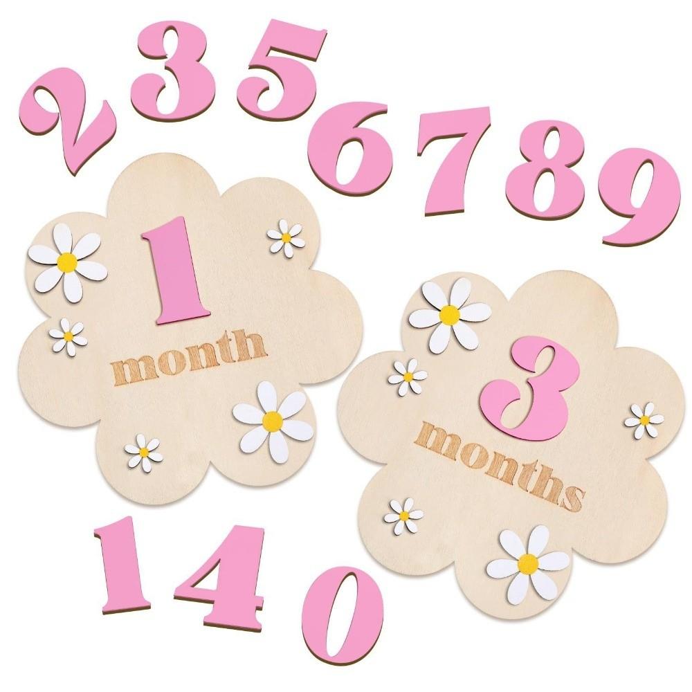 Zweiseitige Baby-Monatsmeilensteinkarten 3D-Blumen Neugeborenen-Fotografie-Requisiten Mädchen Jungen