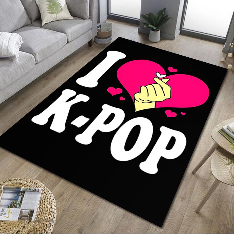 1Pc K Pop Print Rug - Home Decoration Carpet For Living Room Bedroom Flooring Computer Chair Area Rug