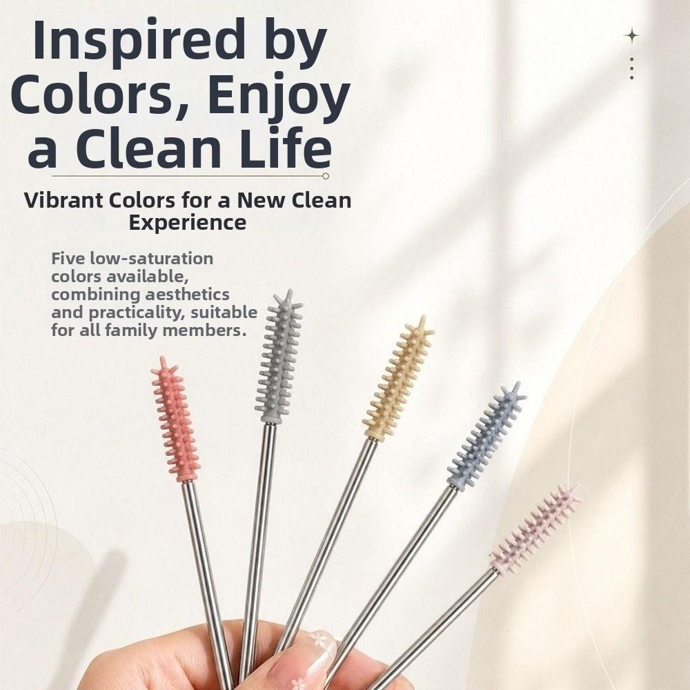 Heat Resistant Silicone Straw Brush 304 Stainless Steel Tube Cleaner  Straw Maintenance