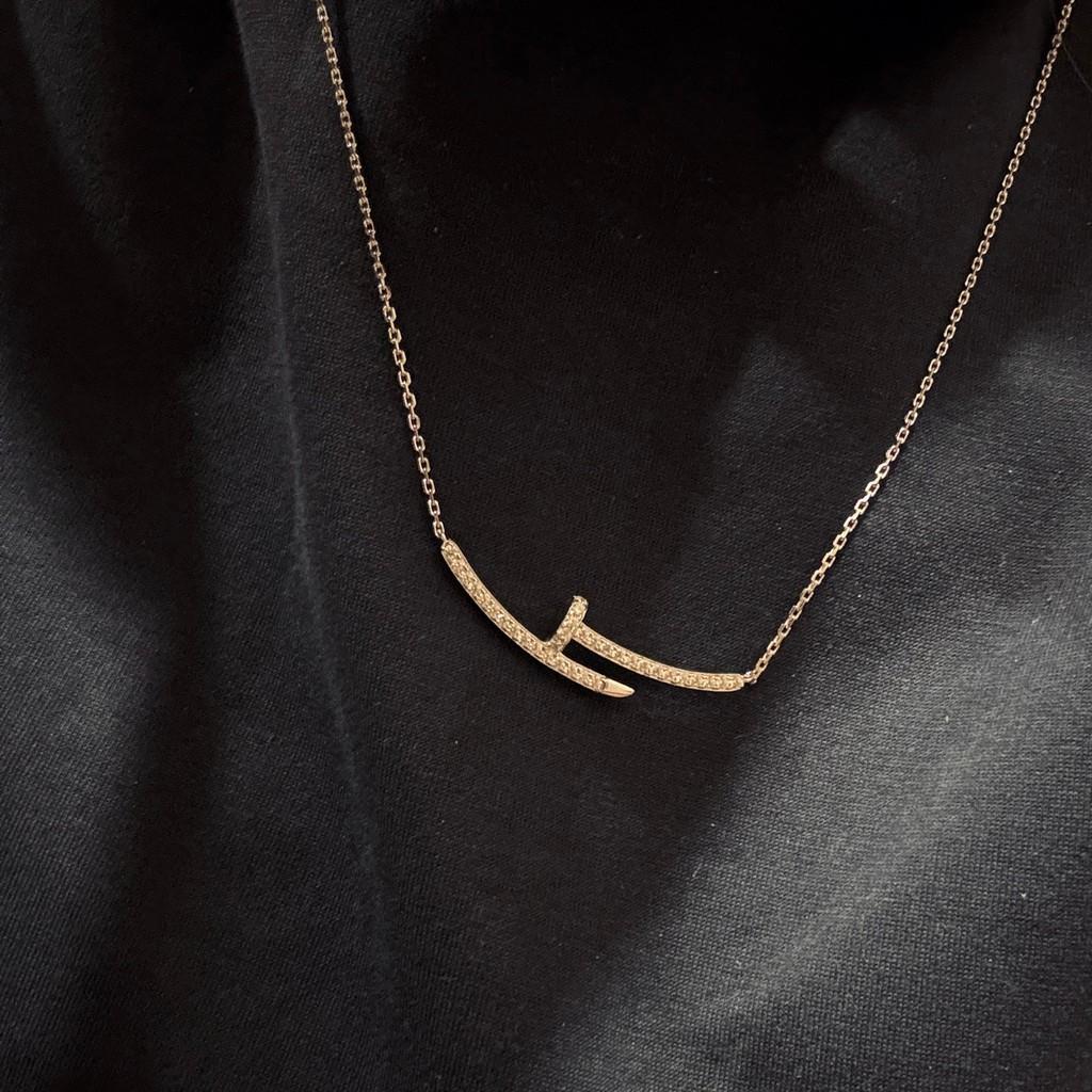 Nail full diamond necklace, high-end precision s925 pure silver material, electroplated thick gold Daily Wear Men's and Women's Styles, Free Shipping,