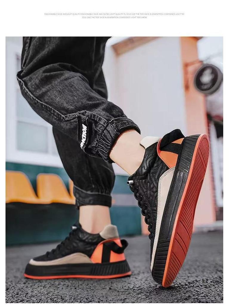 Men's Plus Size Breathable Canvas Shoes: Versatile Thick-Soled White Board Shoes for Sports & Casual Wear