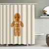 Unframed Christmas Gingerbread Man Shower Curtain Festive Holiday Bathroom Decor Waterproof Fabric Backdrop Xmas Party Supplies