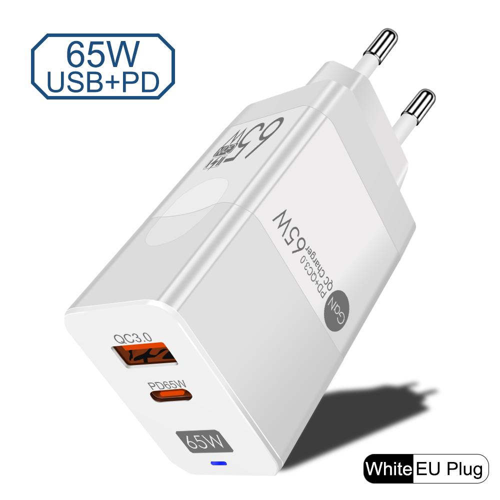 65W GaN Type C PD Charger USB Fast Charging Quick Charger 3.0 Mobile Phone Adapter For iPhone 15 Samsung Xiaomi