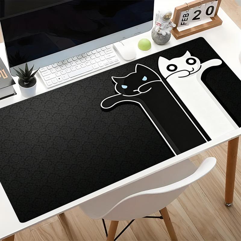 Black Cute Cat Mouse Pad Kawaii Cartoon Big Size Laptop Desk Mat Nonslip Gamer Keyboard Pad Gaming Computer Mousepad Easy Clean
