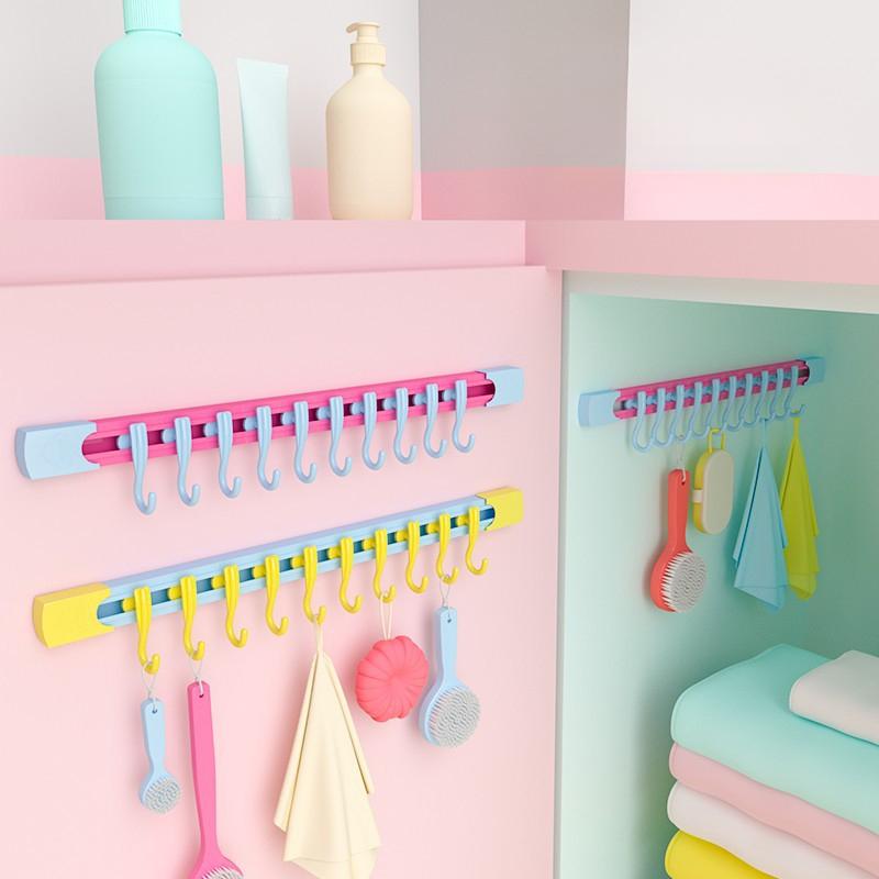 Dopamine Sliding Hooks No Punching Slide Rail Hooks Kitchen Storage Hooks Household Shelf Door Rear Storage Hook Universal Hooks