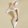 Fashion French High Heels, Women'S Thin Heels, Satin Engagement Shoes, High-End Feel, Xiuhe Wedding Dress, Two Pairs To Wear