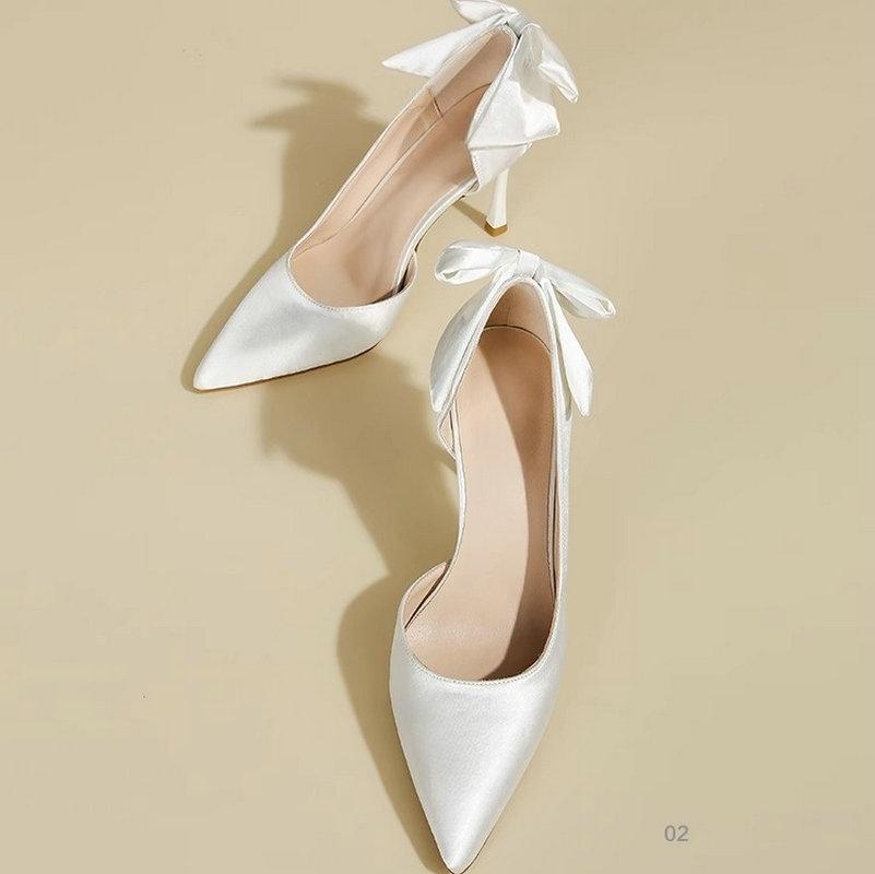 Fashion French High Heels, Women'S Thin Heels, Satin Engagement Shoes, High-End Feel, Xiuhe Wedding Dress, Two Pairs To Wear
