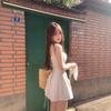 French Retro Apricot Polka Dot Spaghetti Strap Dress for Women - A-line, Waist-cinching Flared Short Skirt (2026 Style).