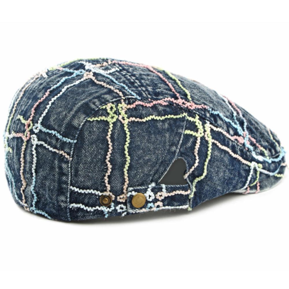 HT5047 Berets Spring Autumn Denim Cap for Men Women Retro Artist Painter Beret Hat Male Female Ivy Flat Cap Adjustable Beret Cap