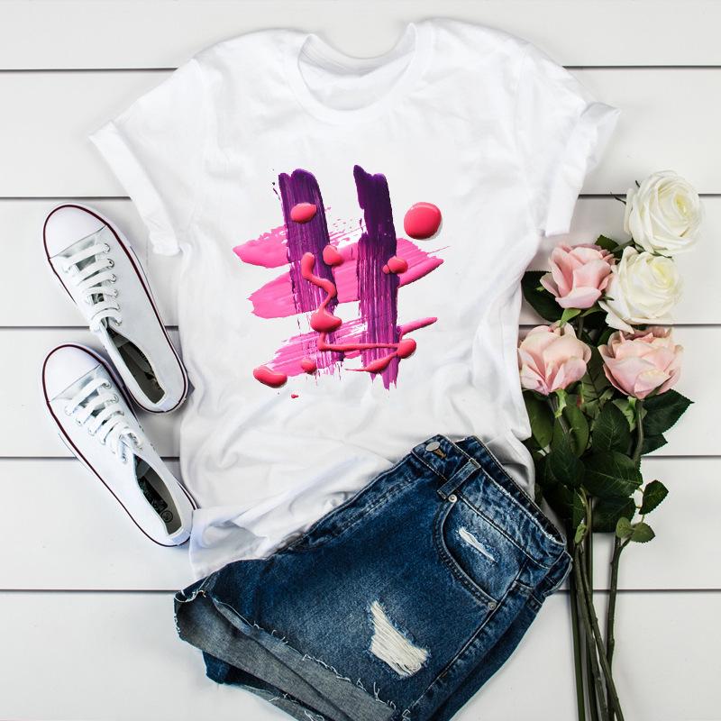 Women'S Fun Nail Polish, Pattern, Print Fashion Women'S T-Shirt Casual Top Ladies