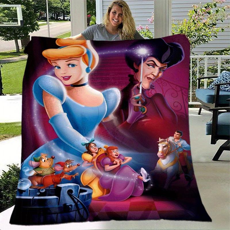 1pc Cinderella Printing Blanket - Soft, All-Season Throw for Office Blanket, | Personalized Gift with Adorable Cartoon Design