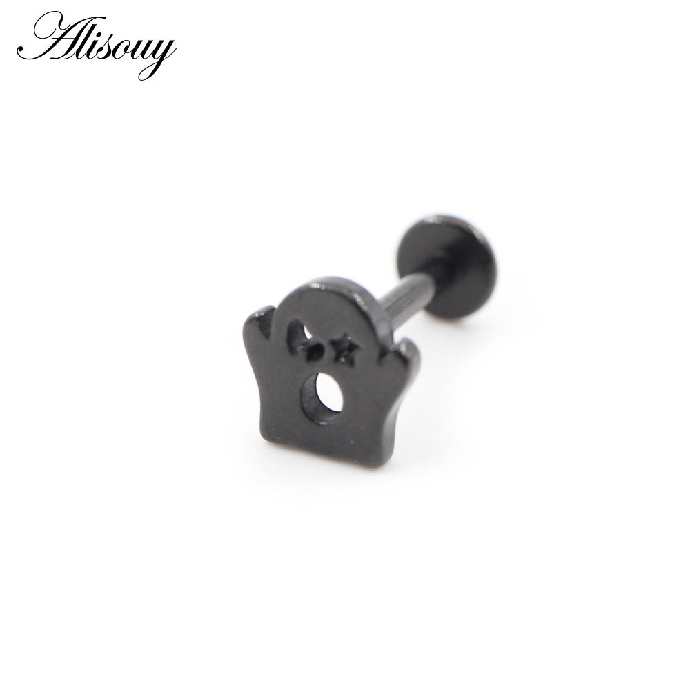1PC Stainless Steel Halloween Pumpkin Bat Ghost Star Tragus Helix Labret Lip Rings Cartilage Ear Earring Piercing Body Jewelry