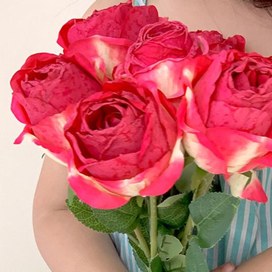 Artificial Roses Long-lasting Faux Silk Flowers Realistic Fake Roses with Flexible Stems for Vase Flower Arrangements Home Wedding Decor