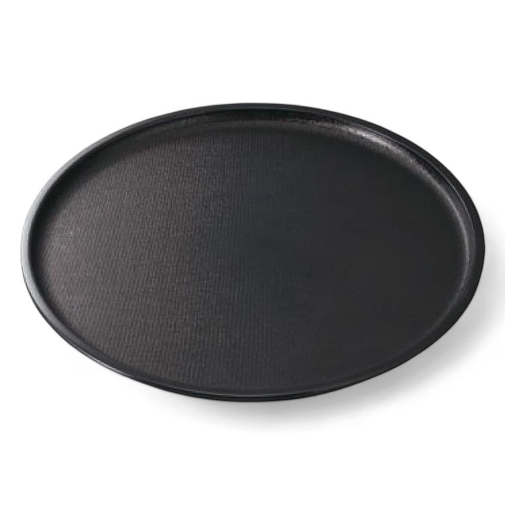 Round Cloth Tray Lacquerware Made in Japan J-kitchens 1-shaku (Tray) Black, Non-Slip, 33cm, (ABS Resin),