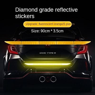 Car Reflective Strips Night Anti Rear End Stickers Decorative Rear End Safety Warning Reflective Signs Universal for Automobiles оранжевый