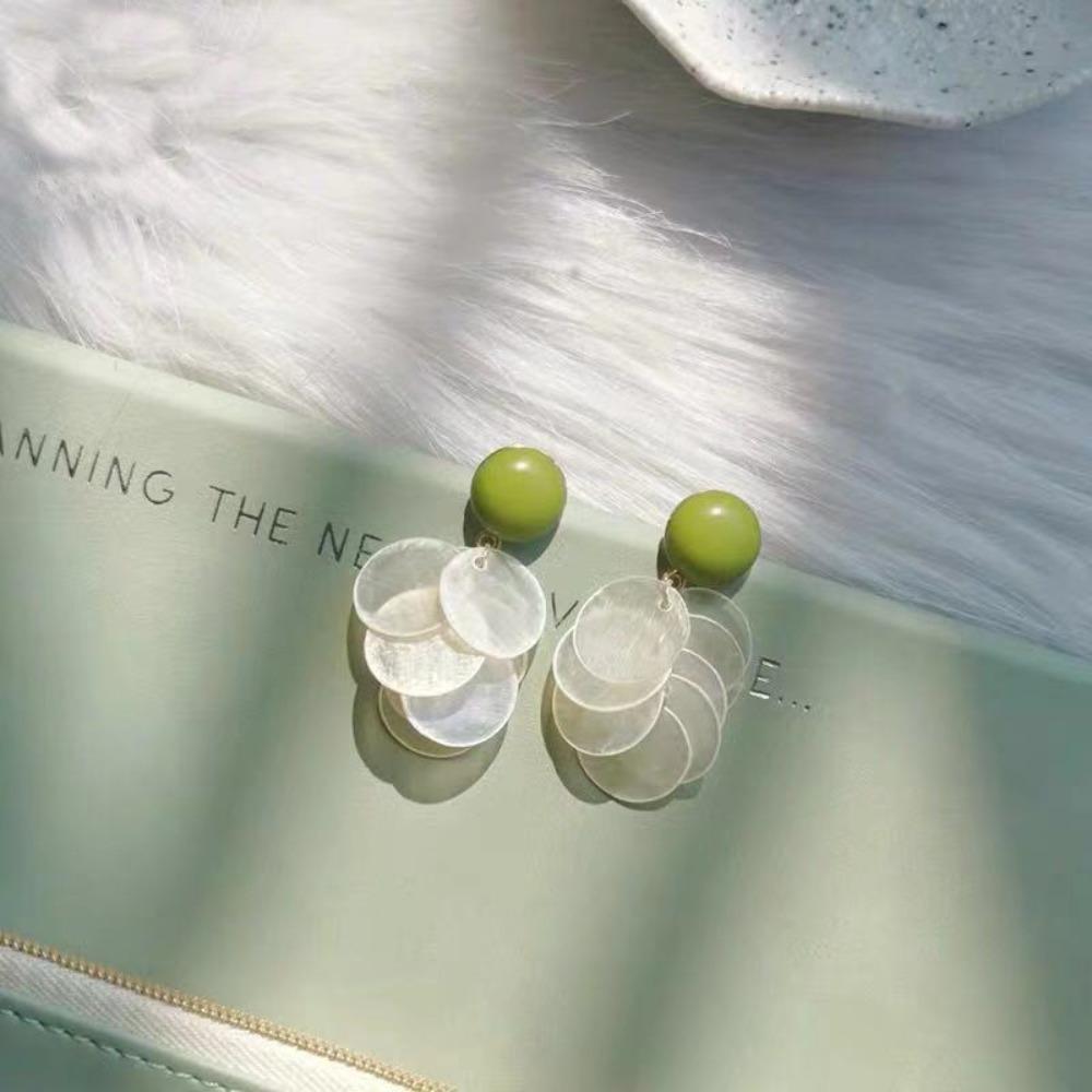 Silver Needle Earrings Women's Summer Stud Earrings Niche Design Earrings High-end Green Earrings
