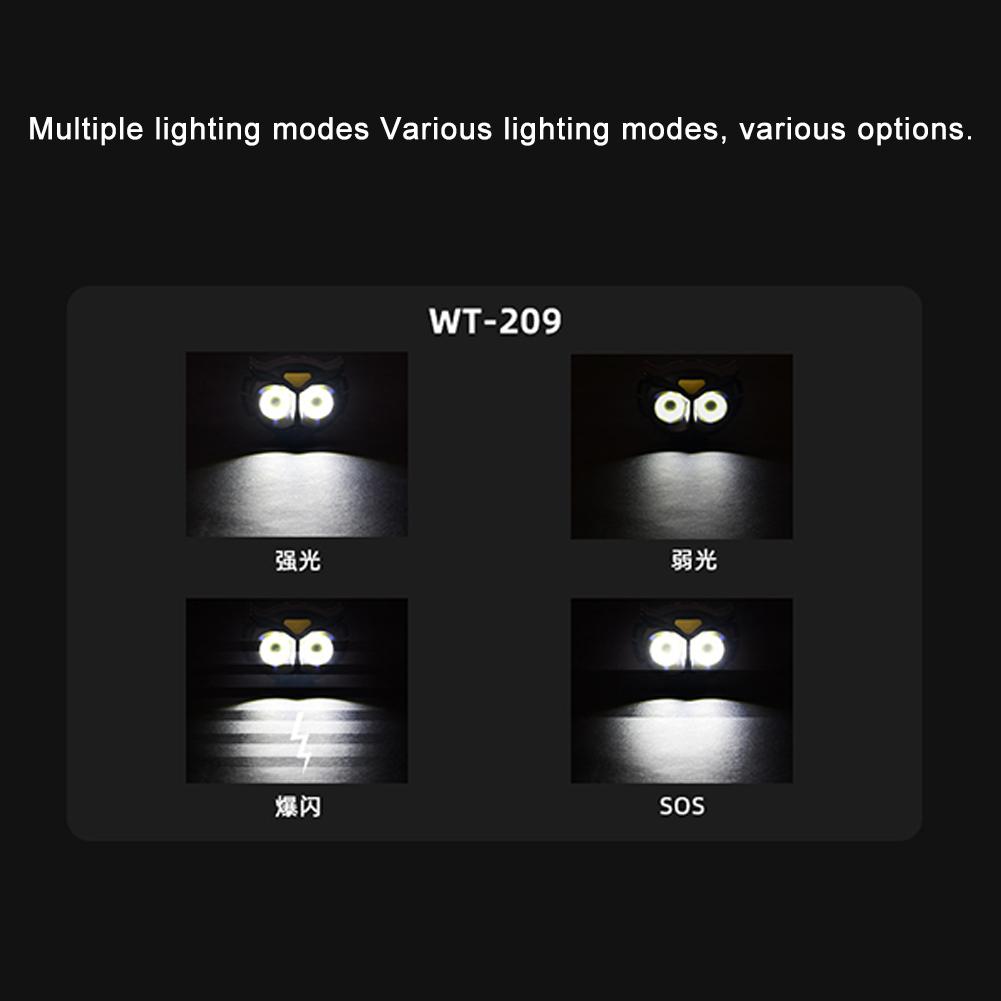 Portable Owl COB Headlamp Type-C Rechargeable Headlight Fishing Hunting LED USB Lights Magnet R D5Z2