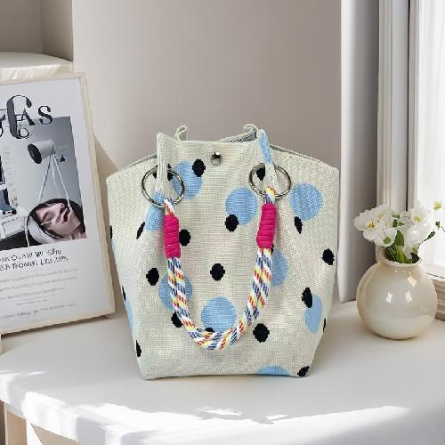 Women Knitted Bucket Tote Bag Large Capacity Versatile Handbag For Work Travel Lunch Storage