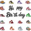 3Pcs Sneaker Decorations, Happy Birthday Banner, Sneaker Party Decorations,Sports Theme Backdrop for Sneakerhead Events
