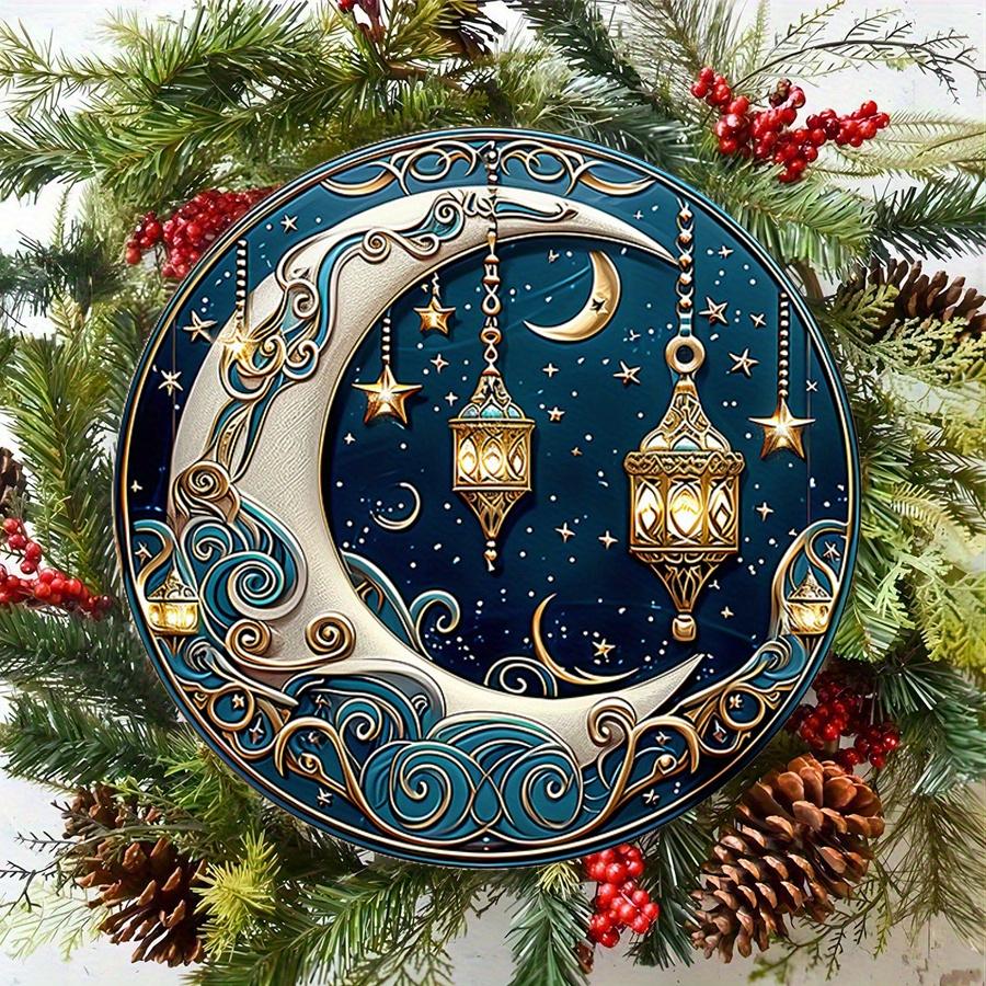 2D Płaski 20cm Ramadan Festiwal Drewniana Wisząca Dekoracja Ścienna - Księżyc Uniwersalny Drewniany Wisiorek Świąteczny, Dekoracja Domu, Znak Powitalny Dekoracja Imprezy, Drewno