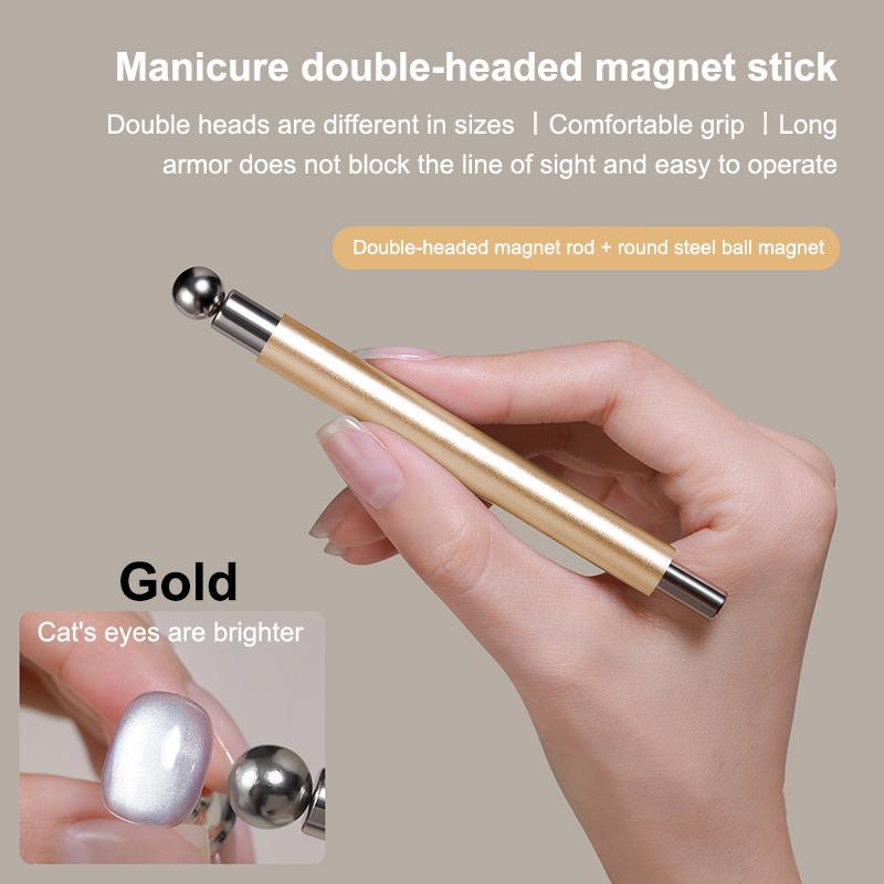 

Nail Art Magnetic Stick Cat Eye Magnetic Ball Aluminum Handle Cylindrical Uv Gel Magnet Tools Double End Nail Design Tools золотой