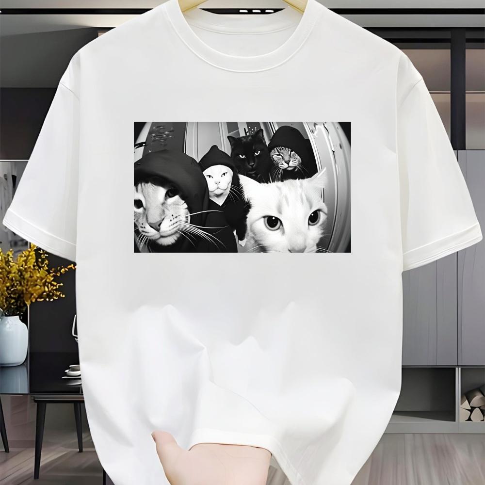 

Men s Novelty Fashion Trend Top Humorous Gangster Cat Vintage Graphic T-Shirt Men s T-shirts for Summer S разноцветный
