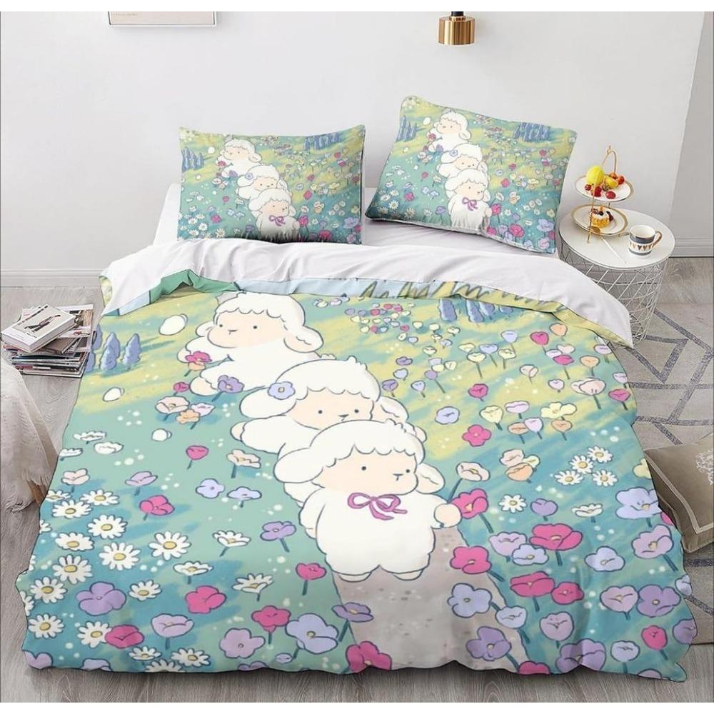 Conjuntos de Cama de Microfibra, Motivo Animal de Desenho Animado 3D, Roupa de Cama Infantil com Zíper Decoração de Quarto Capa de Edredom para Adolescentes Adulto
