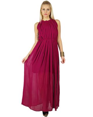 Bimba Długa plisowana sukienka damska, pół podszyta, maxi, elegancka odzież