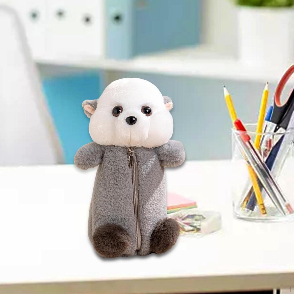 Plush Pencil Case Animal Stationery Pouch Portable Fashion Purse Zipper Closure