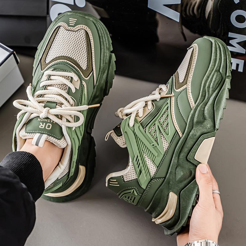 Men's Shoes New Summer Mesh Breathable Soft Sole Sports Casual Shoes for Teenagers' Heightened Thick Sole Daddy's Trendy Shoes