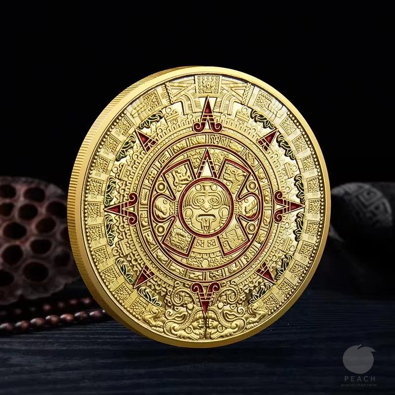 Souvenir Coin Mexico Mayan Aztec Calendar Art Prophecy Culture Gold Coins Collectibles