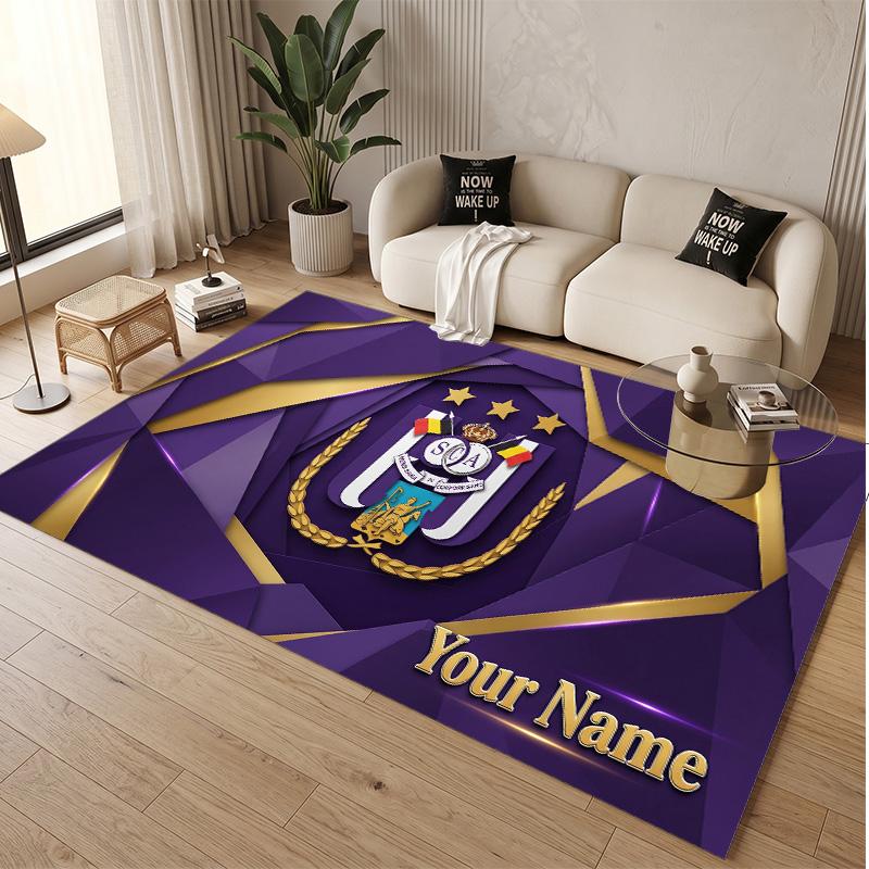 Personalized Crystal Velvet Carpet Anderlecht FC logo Pattern Non Slip Floor Rug