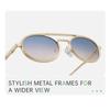 Klassische kleine Steampunk-Sonnenbrille Ovaler Metallrahmen Punk-Brille Luxusmarke Doppelte Brücke Sonnenbrillen für Damen