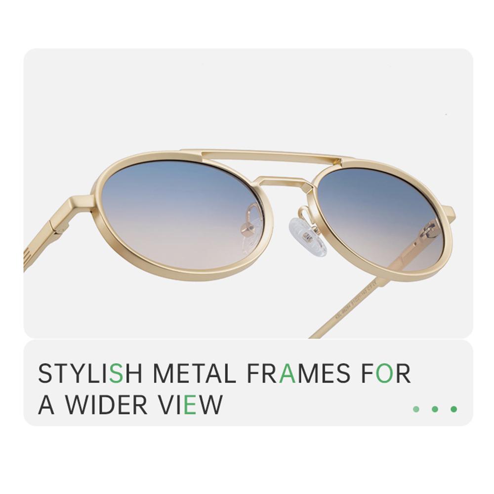 Klassische kleine Steampunk-Sonnenbrille Ovaler Metallrahmen Punk-Brille Luxusmarke Doppelte Brücke Sonnenbrillen für Damen
