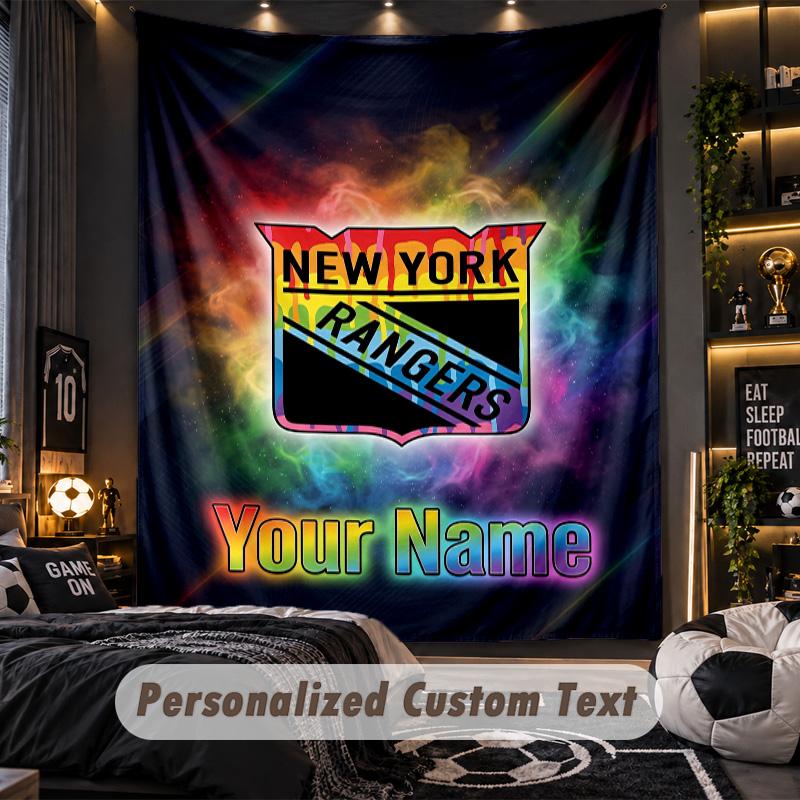TapestryNew York Rangers Custom Name Text Personalized Wall Hanging Tapestry Home Wall Decor