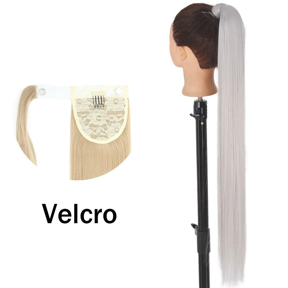 XINRAN Peluca de Cola de Caballo Recta Super Larga para Mujer Colorida Lazo Velcro Extensiones de Cabello Sintético Resistente al Calor Cola de Caballo
