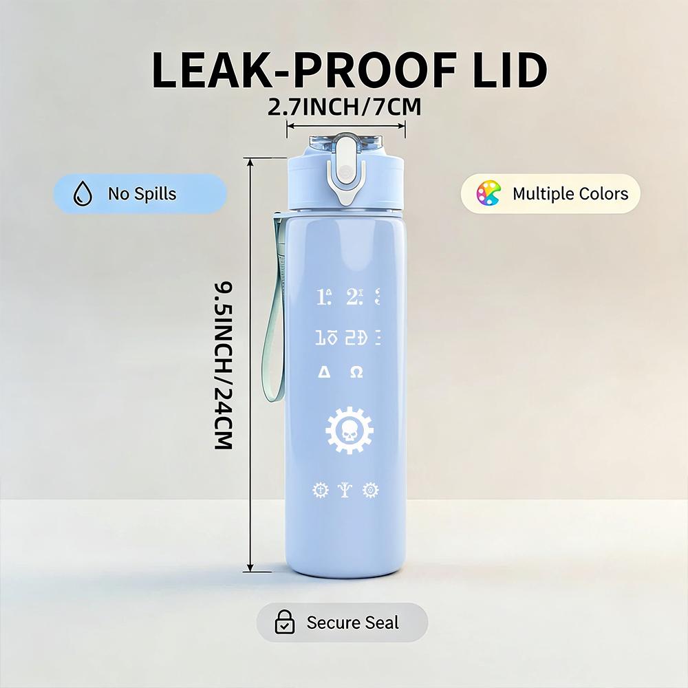 1PC Blank pale white empty faded print 750ml colorful plastic sports water bottle leakproof pop up lid with straw for outdoor work home use