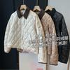 Winter New Fleece Light Rhombus Down Jacket Women's Short Lapel Fashionable Foreign Style Small Jacket