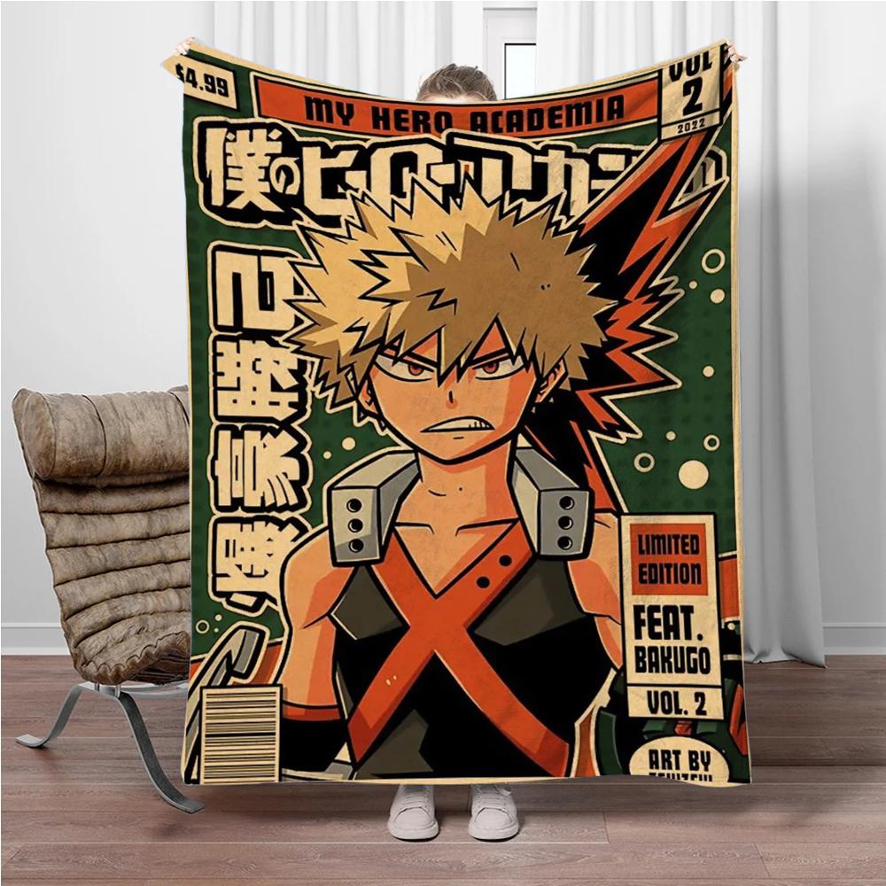 Vintage M-My-Hero-Academia 3D Printed Flannel Blanket Living Room Sofa Bed Camping Picnic Warm Blanket Holiday Gifts