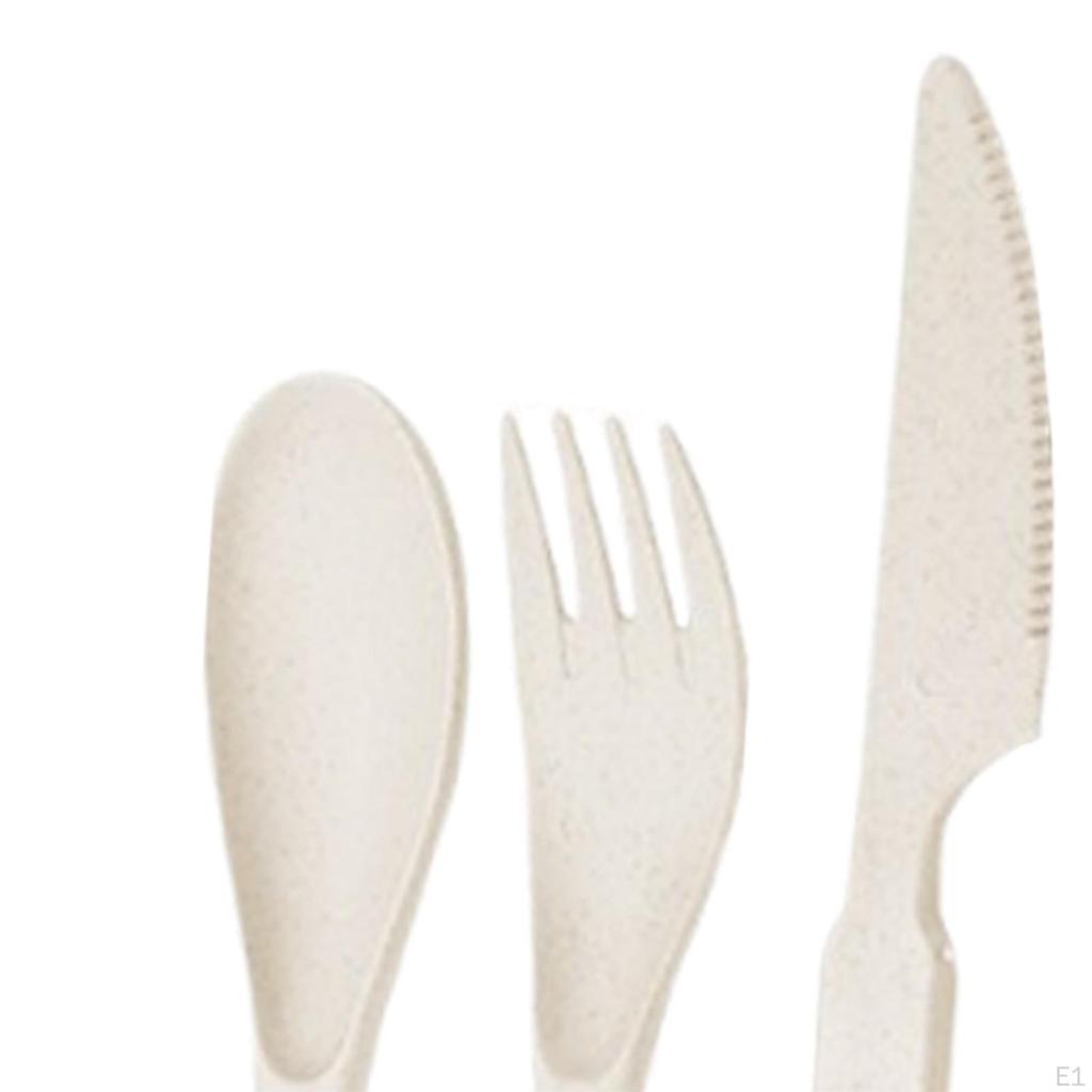 Travel Utensils Set Reusable Flatware Tableware for Hotel Outdoor Restaurant Beige