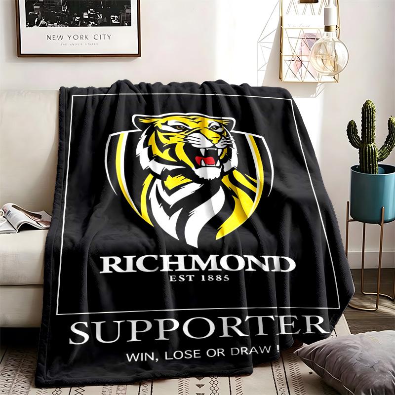Richmond Football Club Themen-Decke Geeignet für Betten Sofas und Camping Perfekt für Männer und Frauen Komfortable Bettwäsche das ganze Jahr über