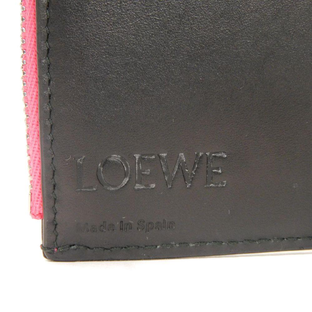 Used 12695 Small Vertical Trifold Wallet 107.55GS97 7942 Calfskin Black Repeat Anagram Pink Women's from Japan AUTHENTIC