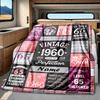 Vintage 1960 Birthday Celebration Blanket Personalized Name Soft Comfortable Stylish Blanket Car Blanket Perfect For Travel Camping Outdoor Home