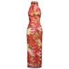 French Romantic Neck Flower Print Long Dress Sleeveless Off-the-shoulder Waist Thin Chiffon Holiday Dress